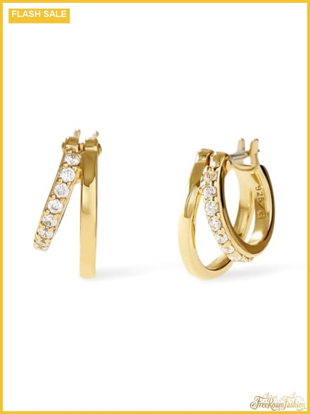 Double Hoop Earrings for Women - Sterling Silver, 14K Gold Plated Hoops -